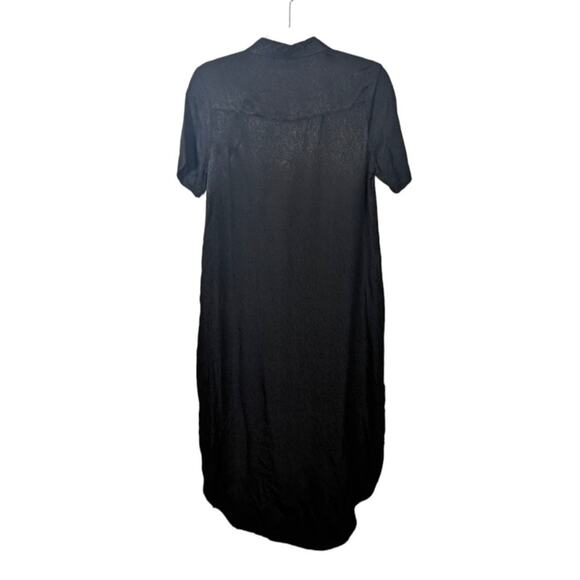 Rudi Miro Eloisa Shirt Dress Black Short Sleeve Textural Print Lagenlook Size 8 - Picture 2 of 10